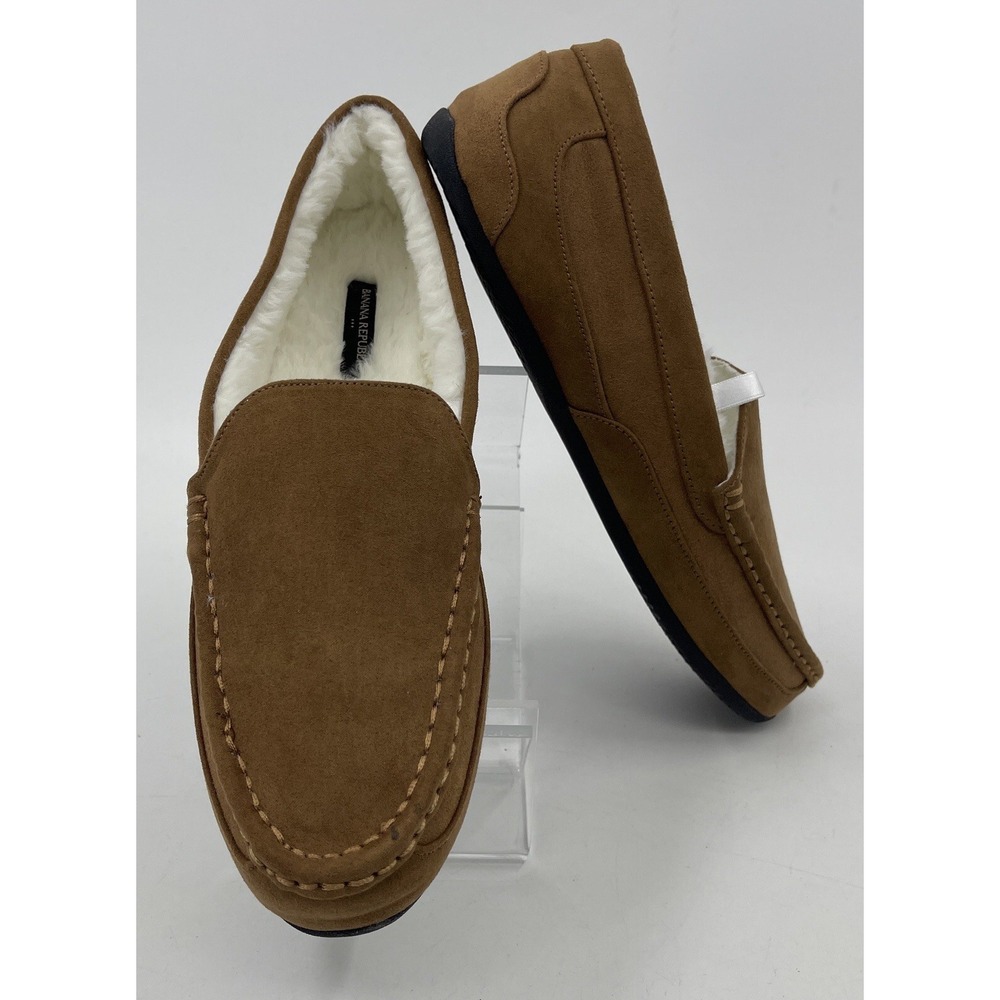 NWOT Banana Republic Faux Suede Moccasin Slippers Faux Fur‎ Lined  Women's XL